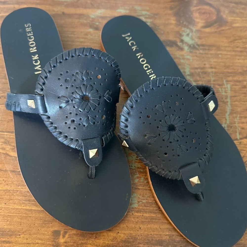 Jack Rogers Black Leather Sandals